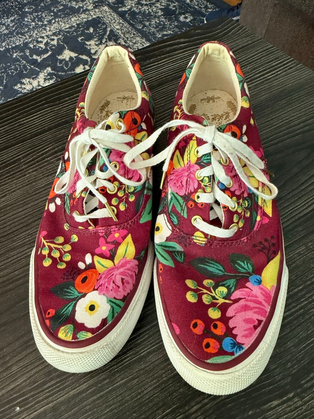 Keds x Rifle Paper Co. Anchor Vintage Blossom Burgundy Sneakers Sz. 8